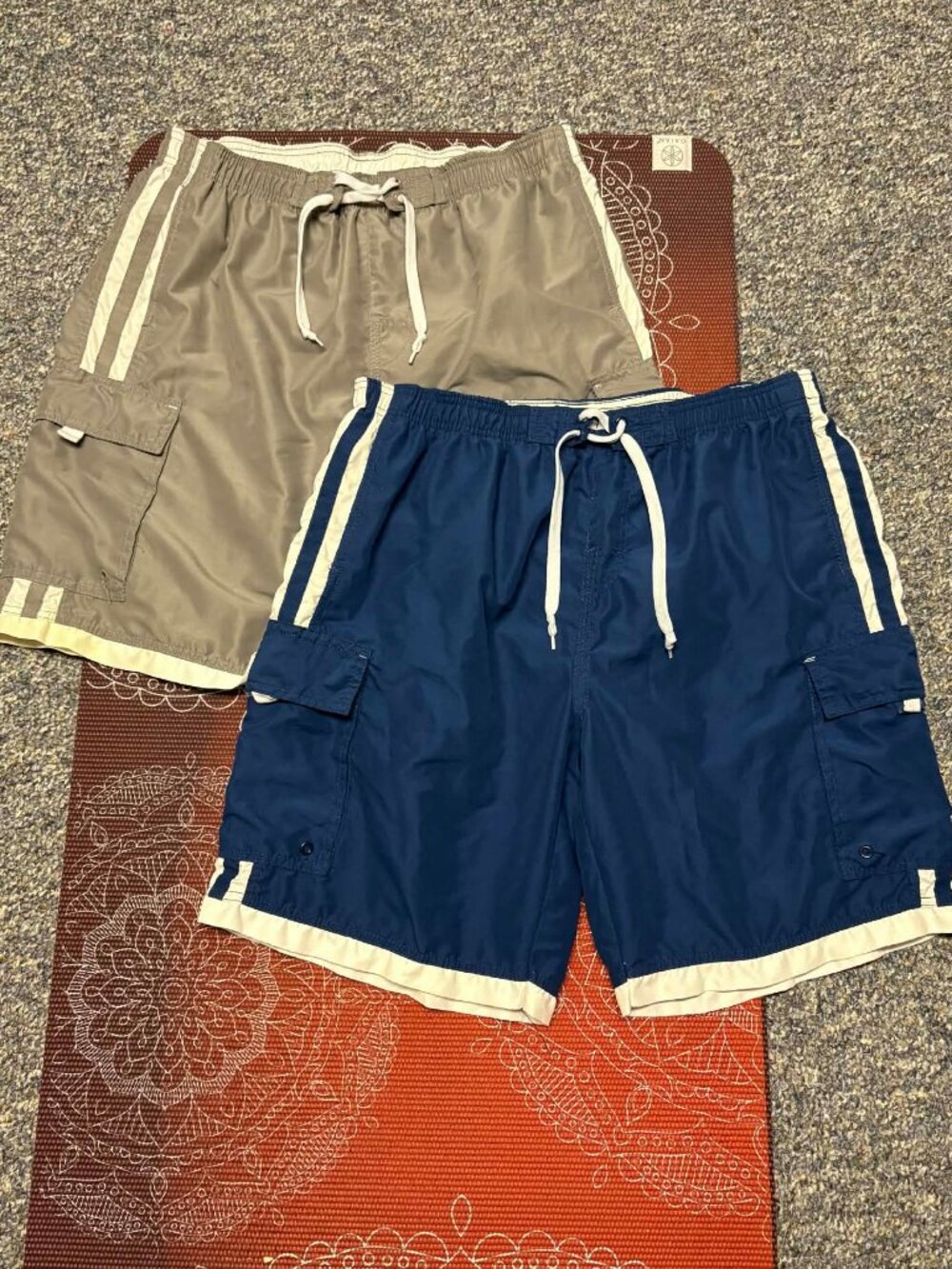 Mens Burnside Swim Shorts Size Large Grey and Blue (2pairs)